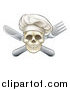 Vector Illustration of a Chef Skull and Crossed Fork and Knife by AtStockIllustration