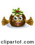 Vector Illustration of a Christmas Pudding Character Giving Two Thumbs up by AtStockIllustration