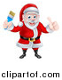 Vector Illustration of a Christmas Santa Claus Giving a Thumb up and Holding a Blue Paintbrush by AtStockIllustration
