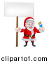 Vector Illustration of a Christmas Santa Claus Holding a Blue Paintbrush and Sign 2 by AtStockIllustration