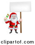 Vector Illustration of a Christmas Santa Claus Holding a Green Paintbrush and Sign by AtStockIllustration