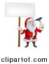 Vector Illustration of a Christmas Santa Claus Holding a Window Cleaning Squeegee and Blank Sign 4 by AtStockIllustration