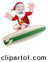 Vector Illustration of a Christmas Santa Claus Surfing by AtStockIllustration
