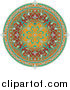 Vector Illustration of a Colorful Circular Middle Eastern Floral Rug by AtStockIllustration