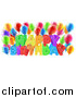 Vector Illustration of a Colorful Happy Birthday Greeting with Confetti Ribbons and Party Balloons by AtStockIllustration
