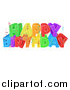 Vector Illustration of a Colorful Happy Birthday Greeting with Confetti Ribbons by AtStockIllustration