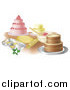 Vector Illustration of a Counter Top with Cakes and Cookies by AtStockIllustration