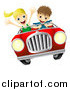 Vector Illustration of a Crazy Driver Teen Boy and Happy Girl Passenger by AtStockIllustration
