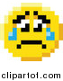 Vector Illustration of a Crying Sad 8 Bit Video Game Style Emoji Smiley Face by AtStockIllustration