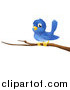 Vector Illustration of a Cute Blue Bird Perched on a Bare Tree Branch by AtStockIllustration