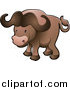 Vector Illustration of a Cute Brown African Buffalo by AtStockIllustration