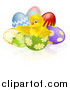 Vector Illustration of a Cute Chick in a Cracked Easter Egg by AtStockIllustration