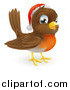 Vector Illustration of a Cute Christmas Robin Wearing a Santa Hat by AtStockIllustration