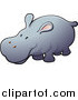 Vector Illustration of a Cute Gray Hippo with Pink Ears by AtStockIllustration