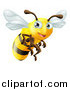 Vector Illustration of a Cute Happy Bee Mascot Flying by AtStockIllustration