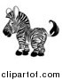 Vector Illustration of a Cute Happy Black and White Zebra Looking Back by AtStockIllustration