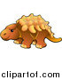 Vector Illustration of a Cute Orange Armored Dinosaur with Spikes Along Its Back by AtStockIllustration