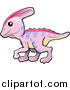 Vector Illustration of a Cute Pink Dinosaur with Purple Markings and a Yellow Belly by AtStockIllustration