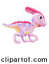 Vector Illustration of a Cute Pink Parasaurolophus Dinosaur by AtStockIllustration