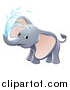 Vector Illustration of a Cute Playful Baby Elephant Spraying Water by AtStockIllustration