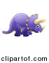 Vector Illustration of a Cute Purple Triceratops Dino Facing Right by AtStockIllustration