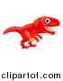 Vector Illustration of a Cute Red Tyrannosaurus Rex Dinosaur by AtStockIllustration
