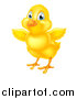 Vector Illustration of a Cute Yellow Easter Chick Facing Slightly Left and Flapping Its Wings by AtStockIllustration