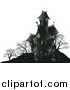 Vector Illustration of a Dark Halloween Haunted Mansion on a Hill by AtStockIllustration