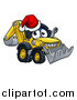Vector Illustration of a Digger Bulldozer Mascot Wearing a Santa Hat by AtStockIllustration