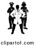 Vector Illustration of a Faceless Black and White Male Doctor, Police Man and Fire Fighter by AtStockIllustration