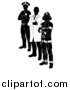 Vector Illustration of a Faceless Black and White Male Doctor, Police Man and Fire Fighter Standing with Folded Arms by AtStockIllustration