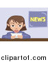 Vector Illustration of a Female News Reporter Making Announcement by AtStockIllustration