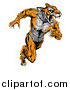 Vector Illustration of a Fierce Muscular Running Tiger Mascot by AtStockIllustration