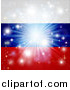 Vector Illustration of a Firework Burst over a Russian Flag by AtStockIllustration