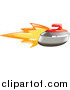 Vector Illustration of a Flaming Curling Stone Flying past by AtStockIllustration