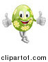 Vector Illustration of a Floral Green Easter Egg Mascot Holding Two Thumbs up by AtStockIllustration
