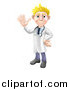 Vector Illustration of a Friendly Blond Male Doctor Waving by AtStockIllustration