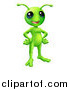 Vector Illustration of a Friendly Green Alien with Its Hands on Its Hips by AtStockIllustration