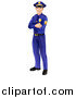 Vector Illustration of a Full Length Happy Caucasian Male Police Officer Standing with Folded Arms by AtStockIllustration