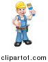 Vector Illustration of a Full Length Male Handy Man Holding a Paintbrush and Giving a Thumb up by AtStockIllustration