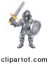 Vector Illustration of a Fully Armored Knight Holding a Sword and Shield by AtStockIllustration