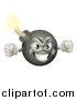 Vector Illustration of a Furious Bomb Mascot Holding up Fists by AtStockIllustration