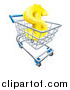 Vector Illustration of a Gold Dollar Symbol in a Shopping Cart by AtStockIllustration