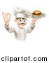 Vector Illustration of a Gourmet Chef Serving a Cheeseburger and Gesturing Ok by AtStockIllustration