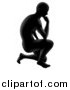 Vector Illustration of a Gradeint Black Silhouetted Man Thinking by AtStockIllustration