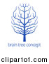 Vector Illustration of a Gradient Blue Brain Canopied Tree over Sample Text by AtStockIllustration