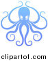 Vector Illustration of a Gradient Blue Octopus with Long Tentacles by AtStockIllustration