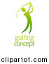Vector Illustration of a Gradient Green Golfer Man Swinging a Club over Sample Text by AtStockIllustration