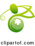 Vector Illustration of a Gradient Green Man Golfing over a Ball by AtStockIllustration