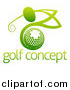 Vector Illustration of a Gradient Green Man Golfing over a Ball with Sample Text by AtStockIllustration